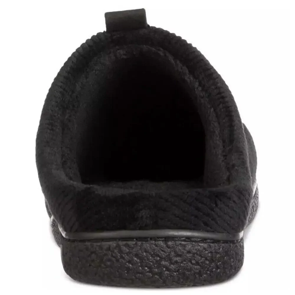 Isotoner Mens Wallace Corduroy Comfort Slides Slippers‎ Men's Size 8-9 Black